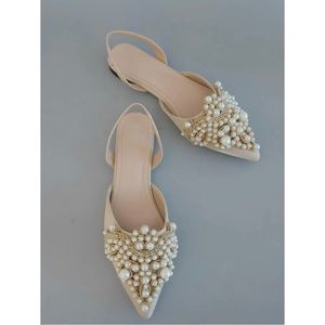 Pearl & Rhinestone Slingback Flats